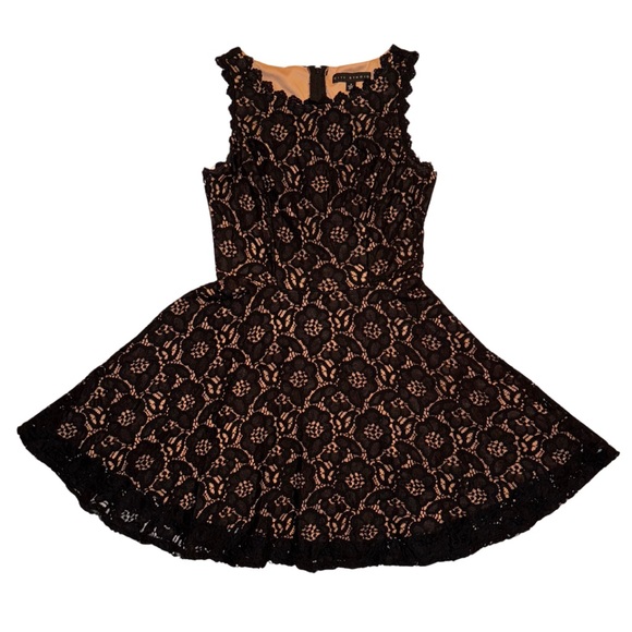 CITY STUDIO | Juniors Black Nude Fit & Flare Lace Dress Size 5 - Picture 1 of 5